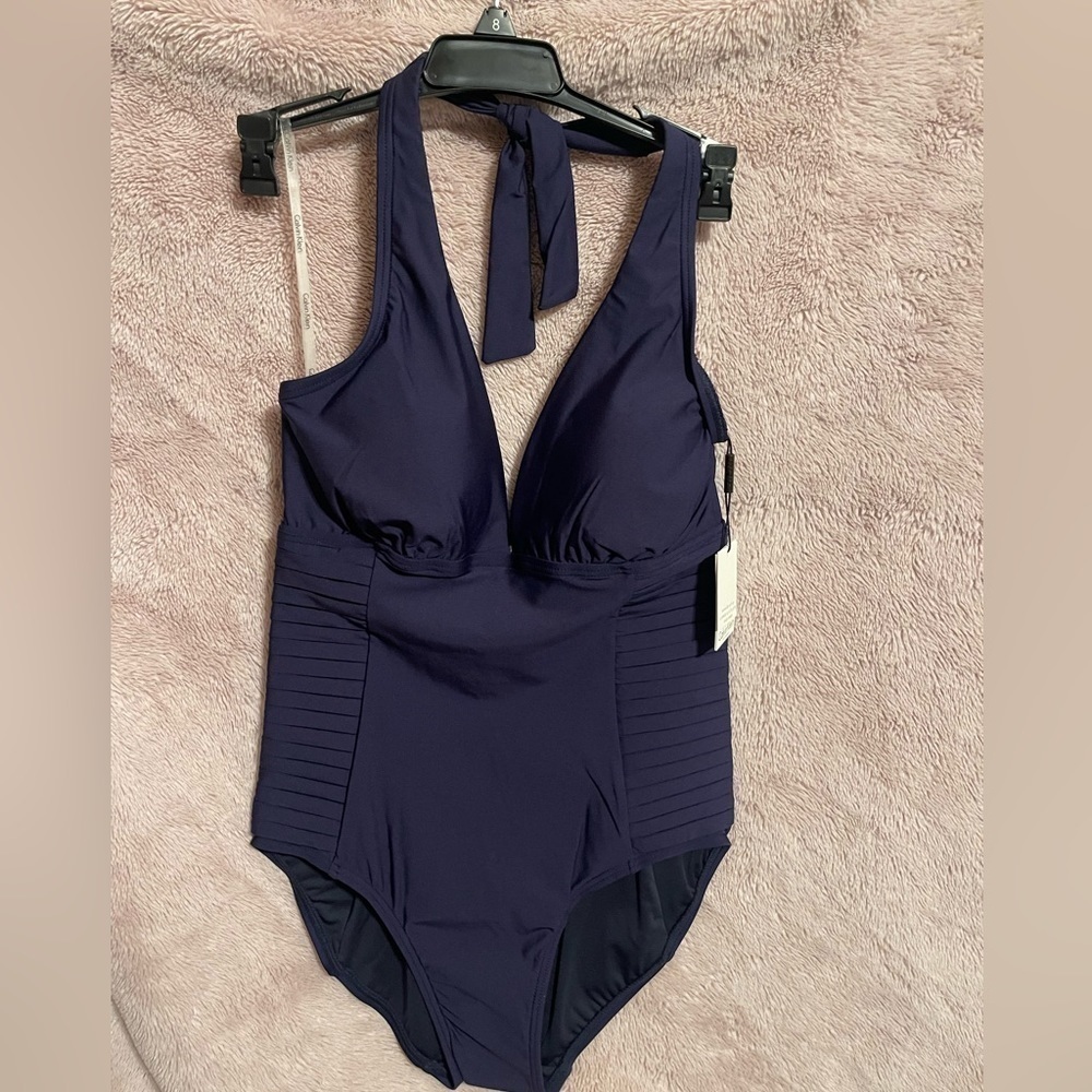 Calvin Klein Women's Halter One
Piece, Navy, size 8 NEW WITH TAGS